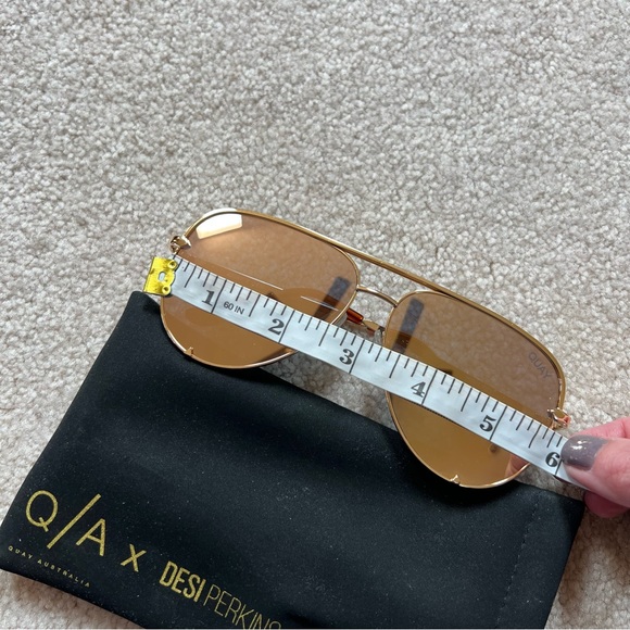Quay Australia high key 62mm oversize aviator sunglasses quay x desi gold - Picture 11 of 12